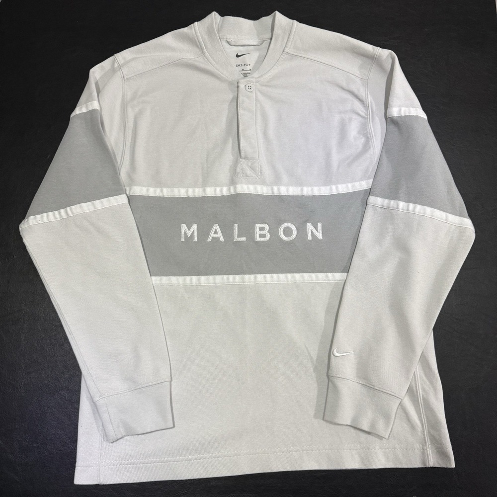 Rare Malbon Golf x Nike Dri-Fit NGC Long Sleeve Pullover Photon Dust Gray Size M